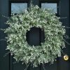 CTPAR-S-076_1 26" Large Artificial Eucalyptus Wreath for Front Door Decor (White-Green) | Eucalyptus Lavender Wreath with Baby's Breath Flowers, for Front Porch Home Farmhouse Outdoor Spring Summer All Season Decor