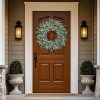 CTPAR-S-076_2 26" Large Artificial Eucalyptus Wreath for Front Door Decor (White-Green) | Eucalyptus Lavender Wreath with Baby's Breath Flowers, for Front Porch Home Farmhouse Outdoor Spring Summer All Season Decor