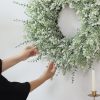 CTPAR-S-076_4 26" Large Artificial Eucalyptus Wreath for Front Door Decor (White-Green) | Eucalyptus Lavender Wreath with Baby's Breath Flowers, for Front Porch Home Farmhouse Outdoor Spring Summer All Season Decor