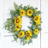 idyllic 18”Artificial Sunflower Spring Wreath Rustic Farmhouse Decorative Floral Wreath for Front Door Window Wedding Outdoor, Yellow