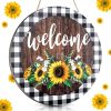 CTPAR-S-189_1 Jetec 12 x 12 In Sunflower Sign Hanging Summer Welcome Sign Door Round Wooden Art Wreath Summer Decorations for Home Farmhouse Porch Decor Housewarming Gift Sunflower Wall Decor Wedding Favors