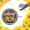 CTPAR-S-189_2 Jetec 12 x 12 In Sunflower Sign Hanging Summer Welcome Sign Door Round Wooden Art Wreath Summer Decorations for Home Farmhouse Porch Decor Housewarming Gift Sunflower Wall Decor Wedding Favors