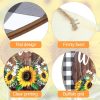 CTPAR-S-189_3 Jetec 12 x 12 In Sunflower Sign Hanging Summer Welcome Sign Door Round Wooden Art Wreath Summer Decorations for Home Farmhouse Porch Decor Housewarming Gift Sunflower Wall Decor Wedding Favors