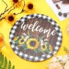 CTPAR-S-189_4 Jetec 12 x 12 In Sunflower Sign Hanging Summer Welcome Sign Door Round Wooden Art Wreath Summer Decorations for Home Farmhouse Porch Decor Housewarming Gift Sunflower Wall Decor Wedding Favors