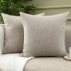 Jepeak Pack of 2 Decorative Chenille Throw Pillow Covers, 24x24, Tan | Square Soft Cozy Concise Pillow Covers Modern Farmhouse Couch Cushion Cases for Sofa Bed Living Room Home Decor