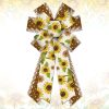 Estivaux Large Spring Flowers Bows for Wreath, Floral Lace Wreath Bow Brown Yellow Burlap Bows Sunflower Craft Farmhouse Tree Bows for Front Door Wreath Decorations