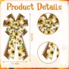 Estivaux Large Spring Flowers Bows for Wreath, Floral Lace Wreath Bow Brown Yellow Burlap Bows Sunflower Craft Farmhouse Tree Bows for Front Door Wreath Decorations