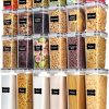CTPAR-S-246_1 Airtight Food Storage Containers with Lids, Vtopmart 24 pcs Plastic Kitchen and Pantry Organization Canisters for Cereal, Dry Food, Flour and Sugar, BPA Free, Includes 24 Labels,Black | For Cereal Pasta Snack Flour Sugar, BPA Free, Airtight Seal, Multiple Sizes, Dishwasher Safe (Not Lids), Includes 24 Labels