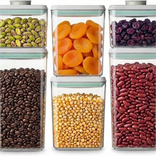 CTPAR-S-397_1 Pop Airtight Food Storage Containers Set with Lids, 6 Pcs Stackable One Button Opening Food Containers Kitchen Pantry Organization and Storage, BPA Free Stackable Cereal Container (0.5, 1.2, 1.8qt)*2