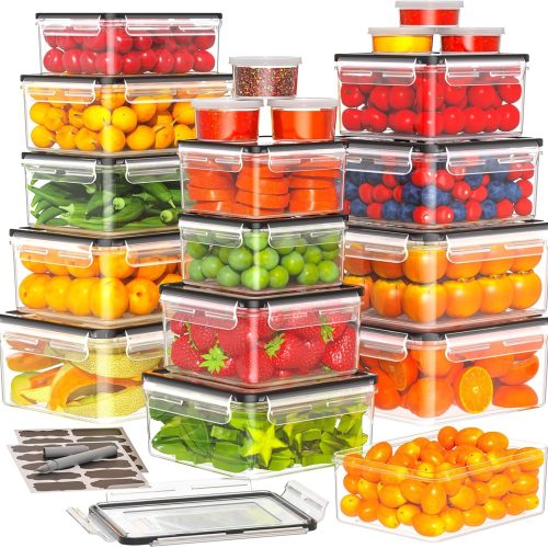 CTPAR-S-404_1 TOPCHASE 40 PCS Food Storage Containers with Lids Airtight (20 Containers & 20 Lids) - Plastic Food Containers for Kitchen Storage Reusable BPA-Free Leakproof Meal Prep Container with Labels & Pen
