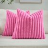 CTPAR-S-558_1 FUTEI Pack of 2 Faux Fur Throw Pillow Covers 18x18 Inch, Hot Pink