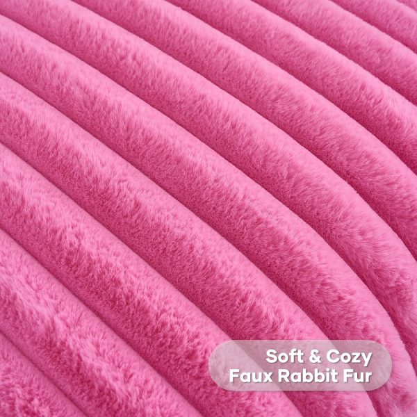 CTPAR-S-558_2 FUTEI Pack of 2 Faux Fur Throw Pillow Covers 18x18 Inch, Hot Pink