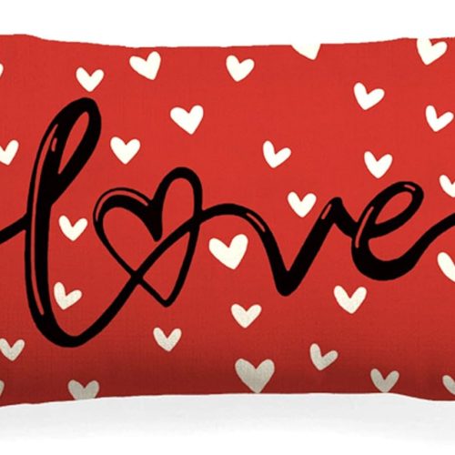 Valentines Day Pillow Covers,12x20inch Farmhouse Valentines Day Decor Red White Sweet Love Throw Pillow Case Hearts Love Valentine Pillows Decorative for Home Couch Sofa Wedding Anniversary Decoration