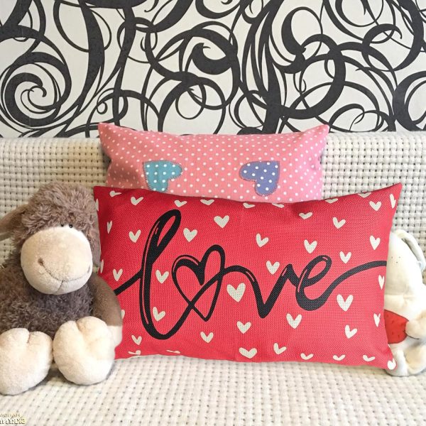 Valentines Day Pillow Covers,12x20inch Farmhouse Valentines Day Decor Red White Sweet Love Throw Pillow Case Hearts Love Valentine Pillows Decorative for Home Couch Sofa Wedding Anniversary Decoration