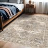 Washable 4x6 Area Rugs - Living Room Area Rug Stain Resistant Carpet Vintage Lightweight Ultra-Thin Rugs for Bedroom Kitchen entryway with Non Slip Backing Home Decor Small Mat 4X6 Beige