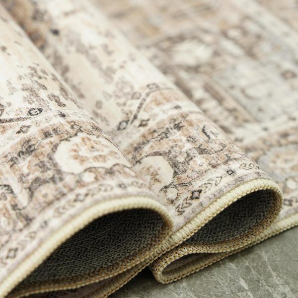 Washable 4x6 Area Rugs - Living Room Area Rug Stain Resistant Carpet Vintage Lightweight Ultra-Thin Rugs for Bedroom Kitchen entryway with Non Slip Backing Home Decor Small Mat 4X6 Beige