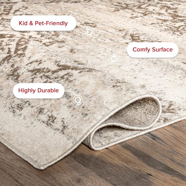 nuLOOM Freja Beige Floral & Paisley Power Loomed Area Rug, 2' x 3' | Nuloom Freja Floral & Paisley 2' x 3' Accent Rug for Living Room Bedroom Dining Room Entryway, Beige