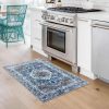 KOZYFLY Small Area Rug 2x3 Ft Rugs for Entryway Washable Boho Entry Rug Non Slip Door Mat Indoor Entrance Blue Printed Faux Wool Vintage Printed Kitchen Rug Throw Rugs for Entrance Kitchen Bathroom