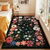 Vasofe 3x5 Rug for Bedroom,Washable Rugs for Living Room, Entryway, Black | Indoor Floor Mat, Small Floral Mats for Nrusery, Farmhouse, Laundry Room, Playroom, Office, Kitchen, Non Slip Low Pile Carpet