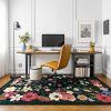 Vasofe 3x5 Rug for Bedroom,Washable Rugs for Living Room, Entryway, Black | Indoor Floor Mat, Small Floral Mats for Nrusery, Farmhouse, Laundry Room, Playroom, Office, Kitchen, Non Slip Low Pile Carpet