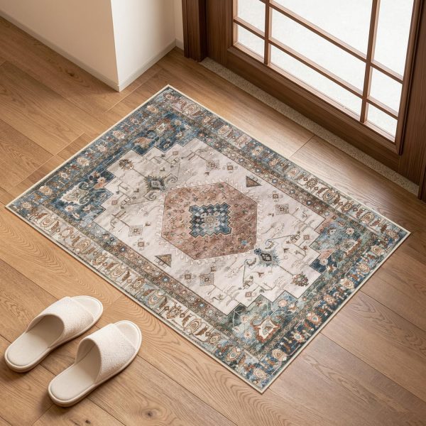 CTPAR-S-816_2 Collive 20" x 32" Small Boho Washable Front Indoor Entryway Door Mat