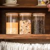 Liuruiyu 6 Pack Glass Food Storage Jars 37 oz,Glass Storage Containers Clear Glass Food Canister with Bamboo Lid Airtight For Serving Tea, Coffee, Flour, Sugar, Candy, Cookie, Spice and More (Square)