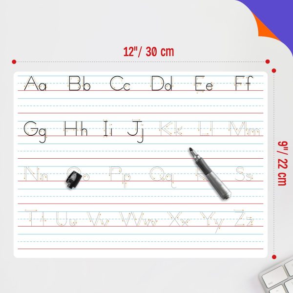 CTR197CT_3 8 Packs Alphabet & Number Whiteboards, Double Sided Dry Erase Board Letters Numbers Tracing Writable and Erasable Handwriting Board for Kids, Students, Classroom and Home (Each Measures 12” x 9”)