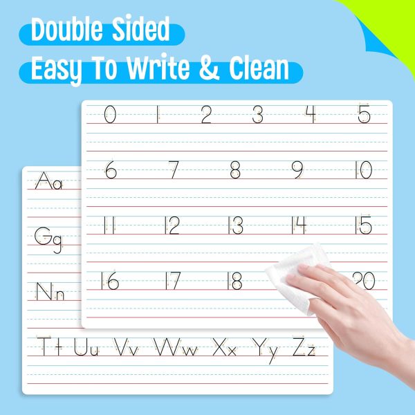 CTR197CT_4 8 Packs Alphabet & Number Whiteboards, Double Sided Dry Erase Board Letters Numbers Tracing Writable and Erasable Handwriting Board for Kids, Students, Classroom and Home (Each Measures 12” x 9”)