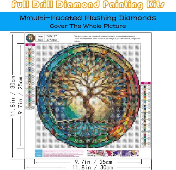 KINPLUB Tree of Life Diamond Painting Kits for Adults Beginners, DIY Full Round Drill 5D Diamond Art Kits, Paint with Diamonds Dots Gem Art, Home Wall Decor 12 x 12 Inch