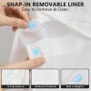 No Hook Shower Curtains for Bathroom with Snap in Liner, Waterproof Boho Shower Curtain with See Through Window and Weighted Bottom, Bohemian Flowers Vintage Shower Curtain for Home, 71x74 Inches