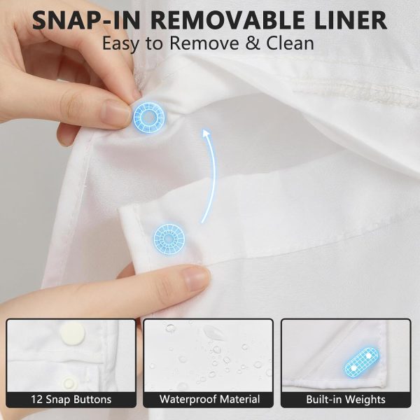 No Hook Shower Curtains for Bathroom with Snap in Liner, Waterproof Boho Shower Curtain with See Through Window and Weighted Bottom, Bohemian Flowers Vintage Shower Curtain for Home, 71x74 Inches