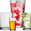 Biscayne 24-Piece Family Drinking Glasses Set - Drinking Glassware Set with Highball Cooler, DOF (Double Old Fashioned), Juice Glasses and Shot Glasses - 6 Each