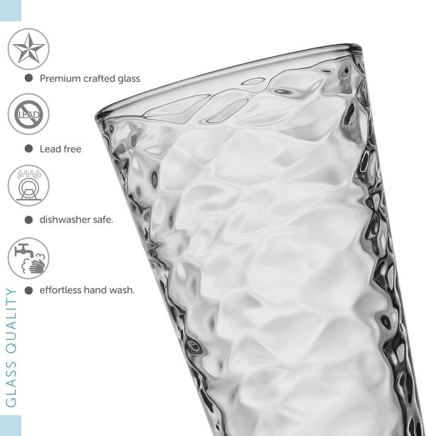 Biscayne 24-Piece Family Drinking Glasses Set - Drinking Glassware Set with Highball Cooler, DOF (Double Old Fashioned), Juice Glasses and Shot Glasses - 6 Each