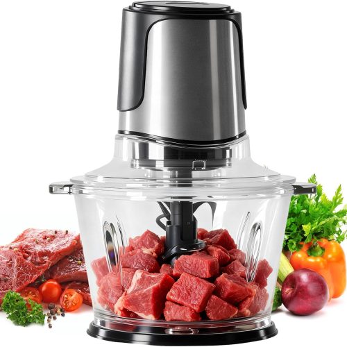 CTS136109GK_1 NEWBULIG Electric Food Processor Vegetable Chopper, 450W Meat Grinder with 2 Bowels for Home Use, Food Chopper with Double S-Blades for Vegetable, Garlic, Meat