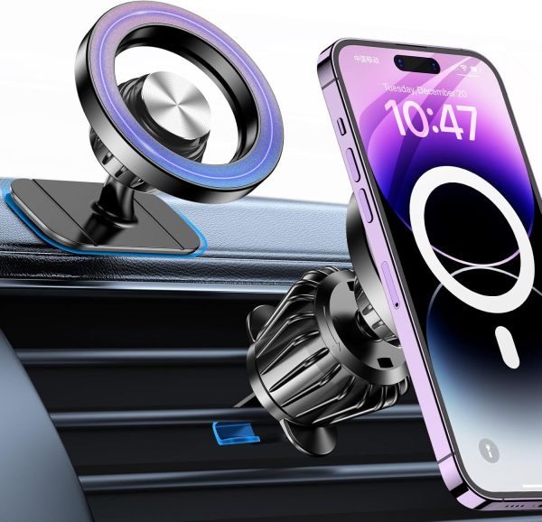 CTSEV-AP-055_1 for iPhone Magsafe car Mount【20 Strong Magnets】Magnetic Phone Holder for Car Dashboard【360° Rotation】Hands Free Car Phone Holder Mount Dash Fit iPhone 15 14 13 12 Pro Max Plus MagSafe Car Accessories