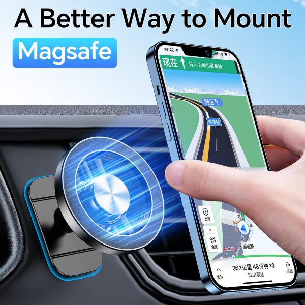 CTSEV-AP-055_3 for iPhone Magsafe car Mount【20 Strong Magnets】Magnetic Phone Holder for Car Dashboard【360° Rotation】Hands Free Car Phone Holder Mount Dash Fit iPhone 15 14 13 12 Pro Max Plus MagSafe Car Accessories