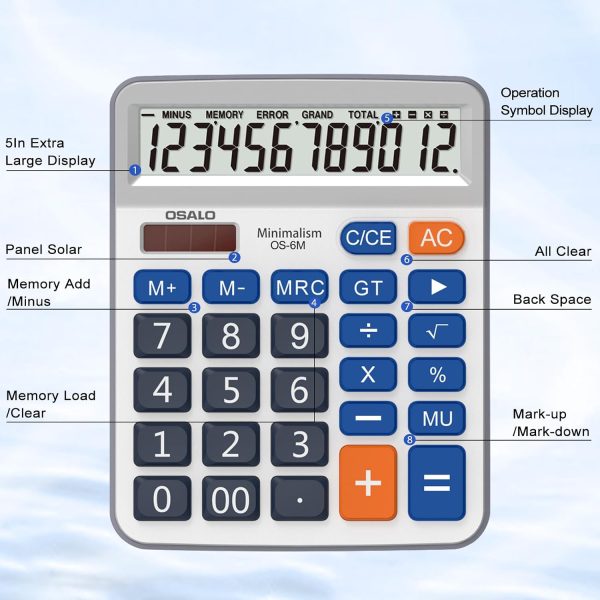 CTSEV-AP-096_3 Pendancy Desk Calculator Large Display, 12-Digit, Big Buttons, Solar Power