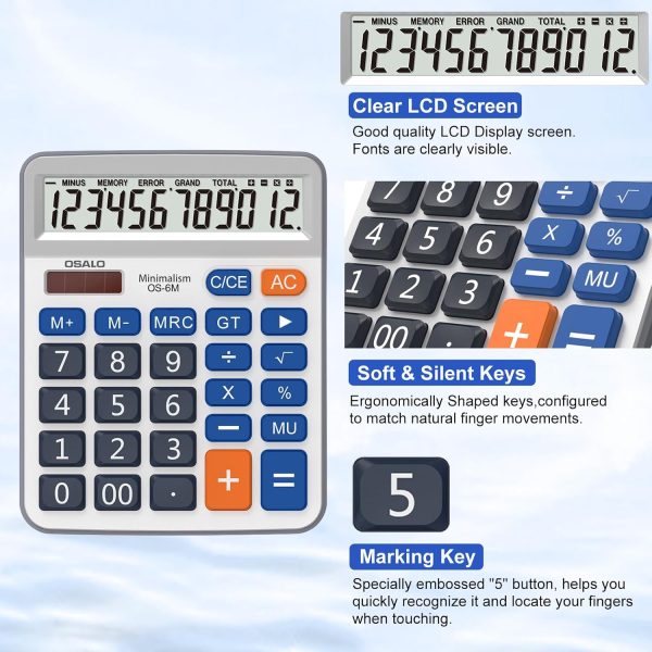 CTSEV-AP-096_4 Pendancy Desk Calculator Large Display, 12-Digit, Big Buttons, Solar Power