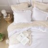 Comforter Full Size Set White, 3 Pieces Ruffle Farmhouse Bed Set | Soft Lightweight Fluffy All Season Shabby Chic Comforter Bed Set Girls Women Teens Daughter Room Decor Gift