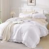 Comforter Full Size Set White, 3 Pieces Ruffle Farmhouse Bed Set | Soft Lightweight Fluffy All Season Shabby Chic Comforter Bed Set Girls Women Teens Daughter Room Decor Gift
