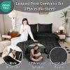 Castle Fairy Leopard Print Comforter Set Queen Size Cheetah Print Super Soft Bedding Set for Women Bedroom Decor,African Wildlife Animal Skin Comforter-3 Pieces,Retro Noble Duvet Insert,Black Grey