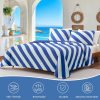 Snuggle Sac Mediterranean Stripe Cooling Comforter Twin Size Set, Q-Max ＞0.45 Cooling Blanket for Hot Sleepers & Night Sweats, Double-Sided Cool Tech Lightweight Breathable Summer Quilt, 68x90 Blue