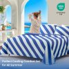 Snuggle Sac Mediterranean Stripe Cooling Comforter Twin Size Set, Q-Max ＞0.45 Cooling Blanket for Hot Sleepers & Night Sweats, Double-Sided Cool Tech Lightweight Breathable Summer Quilt, 68x90 Blue