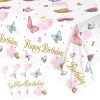 Tiamon 3 Pack Butterfly Happy Birthday Tablecloth Butterfly Party Decorations 108 x 54 Inch Watercolor Plastic Waterproof Table Covers Rectangular Disposable Decor for Girl Party Baby Shower