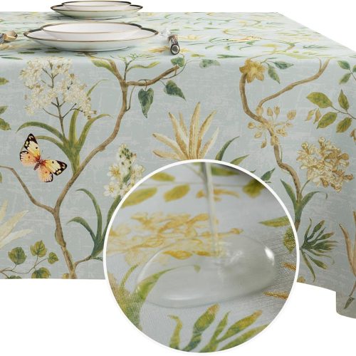 CTSEV-AP-1389_1 Rectangle Table Cloth,100% Waterproof Tablecloth Oil Proof Spill Proof Vinyl Table Cloth, Wipe Clean Plastic Table Cover for Dining, Camping, Indoor and Outdoor 52" x 70",Leaves