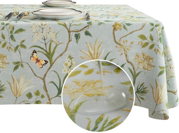 Rectangle Table Cloth,100% Waterproof Tablecloth Oil Proof Spill Proof Vinyl Table Cloth, Wipe Clean Plastic Table Cover for Dining, Camping, Indoor and Outdoor 52" x 70",Leaves