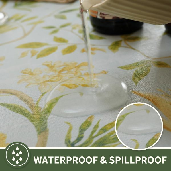 Rectangle Table Cloth,100% Waterproof Tablecloth Oil Proof Spill Proof Vinyl Table Cloth, Wipe Clean Plastic Table Cover for Dining, Camping, Indoor and Outdoor 52" x 70",Leaves