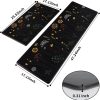 Rempry Colorful Floral Kitchen Mat for Floor, Non Slip Kitchen Rugs and Mat Set of 2, Waterproof Cushioned Anti Fatigue Kitchen Mat, 17"x47"+17"x29", Black
