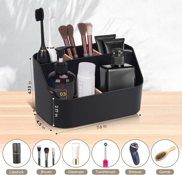 CTSEV-AP-153_3 Ayswupt Electric Toothbrush Holders for Bathrooms,Black Tooth Brushing Holder,Toothpaste Organizer with Dividers,Bathroom Countertop Accessories Storage,Toothbrush Stand for Vanity Office Sink