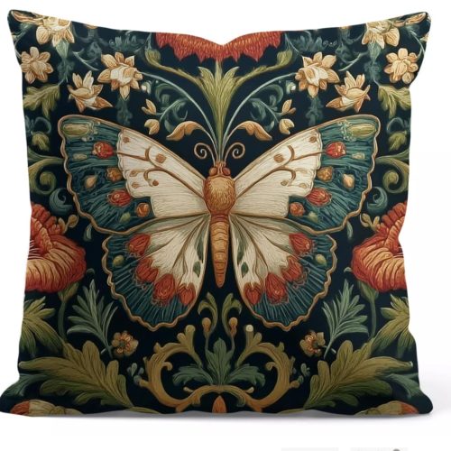 YOU FOUND ME William Morris Inspired Butterfly Pillow Cover 18x18 Inches - Vintage Floral Art Throw Pillowcase - Farmhouse Decor for Couch, Sofa, Bed - Living Room Home Decor Gift (Butterfly)